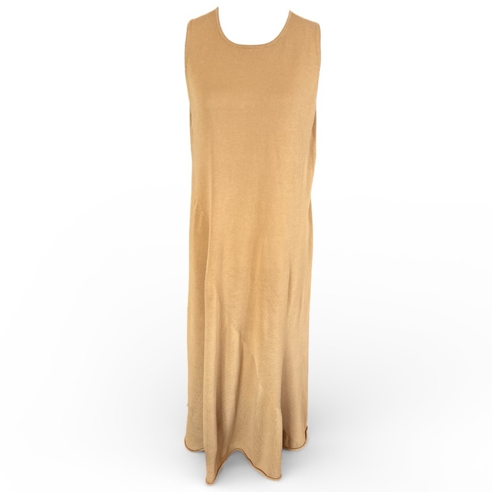 Vince Pale Walnut Shirred Cotton Tank Maxi Dress Sz L - Picture 5 of 12